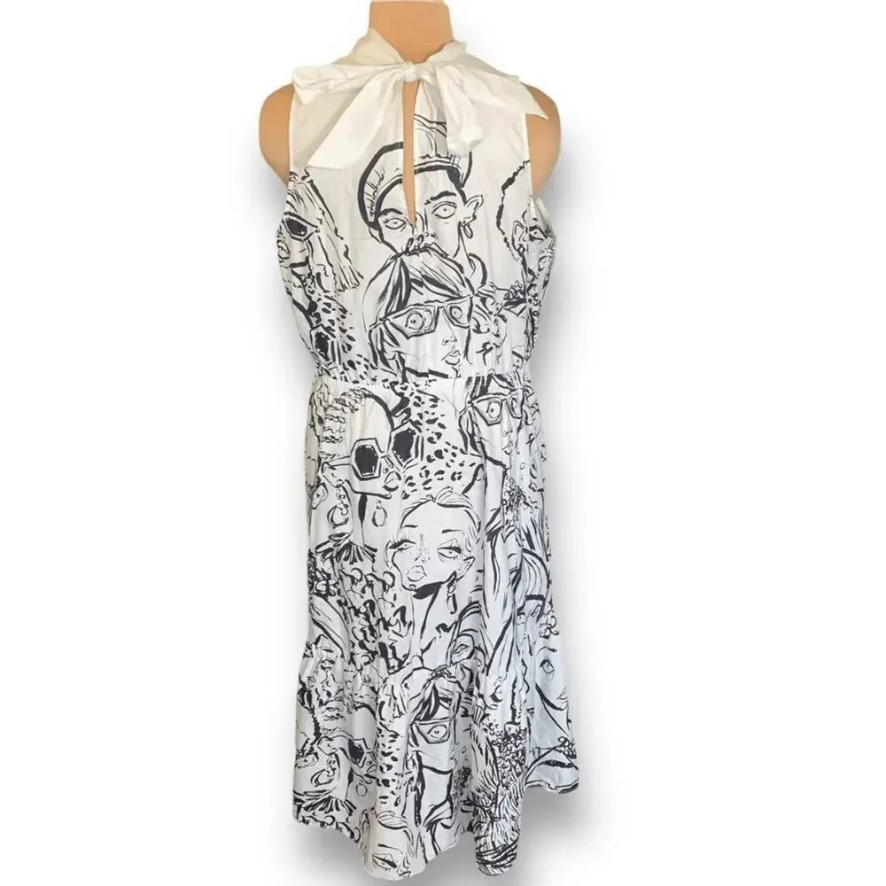 The Kit Jia Dress JLR Sketchbook White Ruffled Maxi Cutout Bow Detail Back Faces